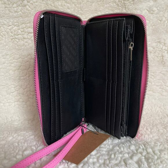 Brand New Steve Madden Zip Around Bi-fold Wallet Pink Silver Emblem - Picture 6 of 7